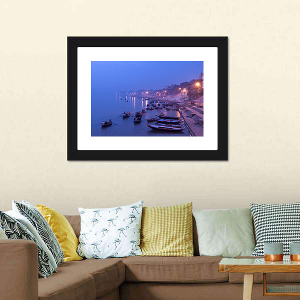 Morning On Ganges River Canvas Wall Art-5 Horizontal-Gallery Wrap-22" x 12"-Tiaracle