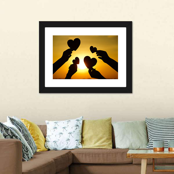 Hands Holding Hearts Canvas Wall Art-5 Horizontal-Gallery Wrap-22" x 12"-Tiaracle
