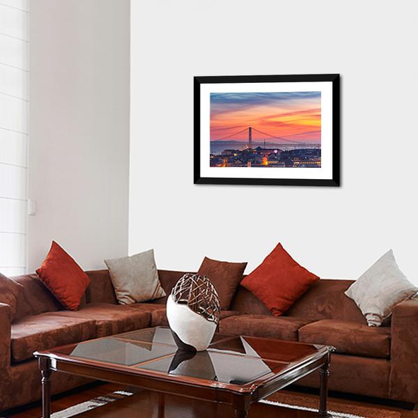 25 De Abril Bridge Canvas Wall Art-3 Horizontal-Gallery Wrap-25" x 16"-Tiaracle