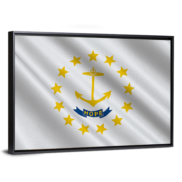Flag Of Rhode Island Canvas Wall Art-1 Piece-Floating Frame-24" x 16"-Tiaracle