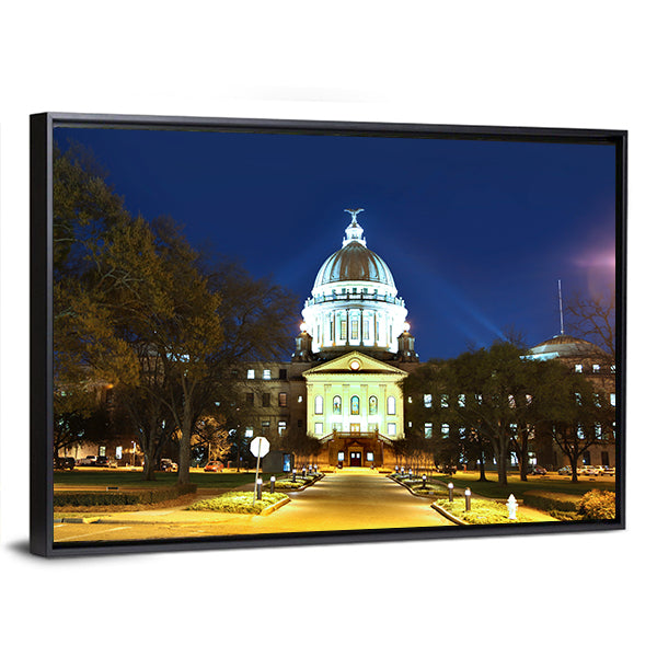 Mississippi State Capitol Canvas Wall Art-1 Piece-Floating Frame-24" x 16"-Tiaracle