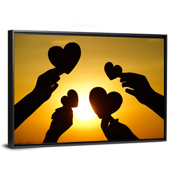 Hands Holding Hearts Canvas Wall Art-1 Piece-Floating Frame-36" x 24"-Tiaracle