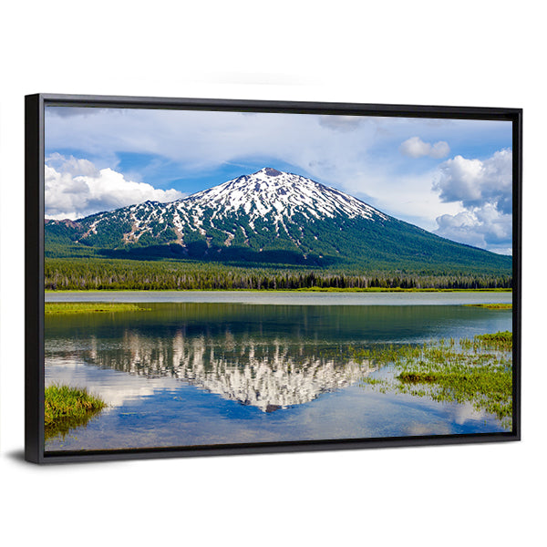 Mount Bachelor In Oregon Canvas Wall Art-1 Piece-Floating Frame-24" x 16"-Tiaracle