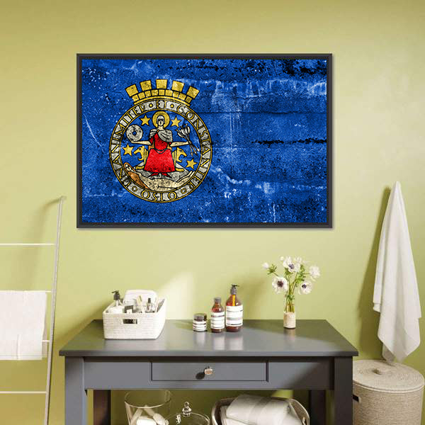 Flag Of Oslo Norway Canvas Wall Art-5 Horizontal-Gallery Wrap-22" x 12"-Tiaracle