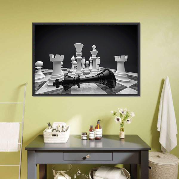 Chess White Wins Canvas Wall Art-5 Horizontal-Gallery Wrap-22" x 12"-Tiaracle
