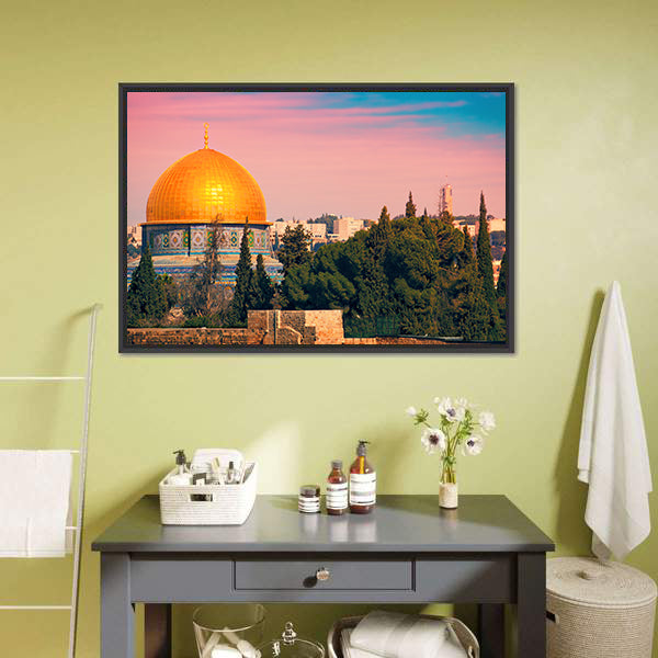 Dome Of Jerusalem Canvas Wall Art-5 Horizontal-Gallery Wrap-22" x 12"-Tiaracle