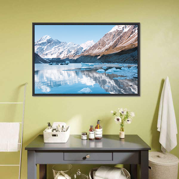 Glacial Lake with Snow-capped Mountains Canvas Wall Art