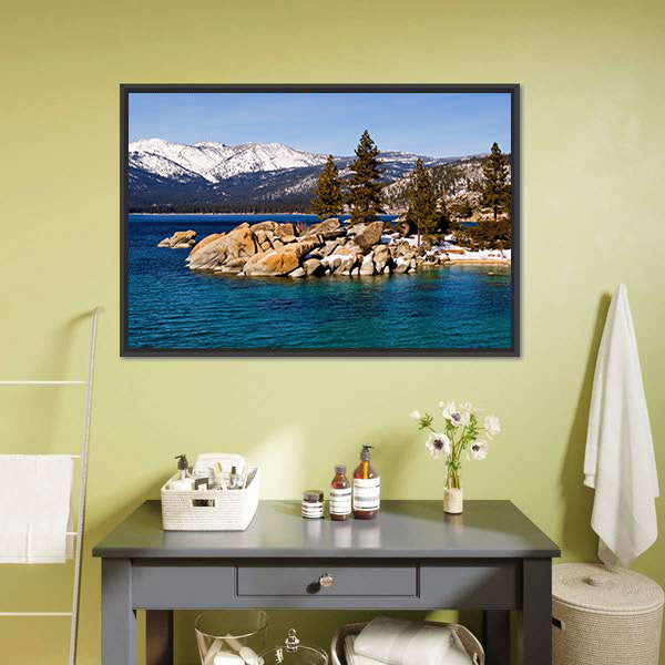 Lake Tahoe In Winter Canvas Wall Art-5 Horizontal-Gallery Wrap-22" x 12"-Tiaracle