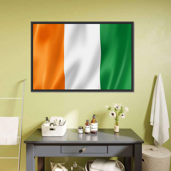 Ivory Coast Flag with Rippling Fabric Canvas Wall Art