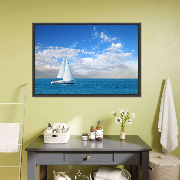 Modern Sail Boat Canvas Wall Art-5 Horizontal-Gallery Wrap-22" x 12"-Tiaracle