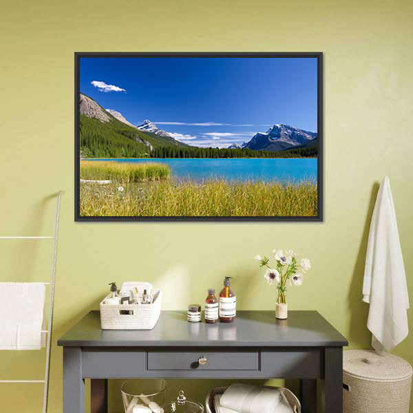 Jasper National Park Lake and Mountains Canvas Wall Art