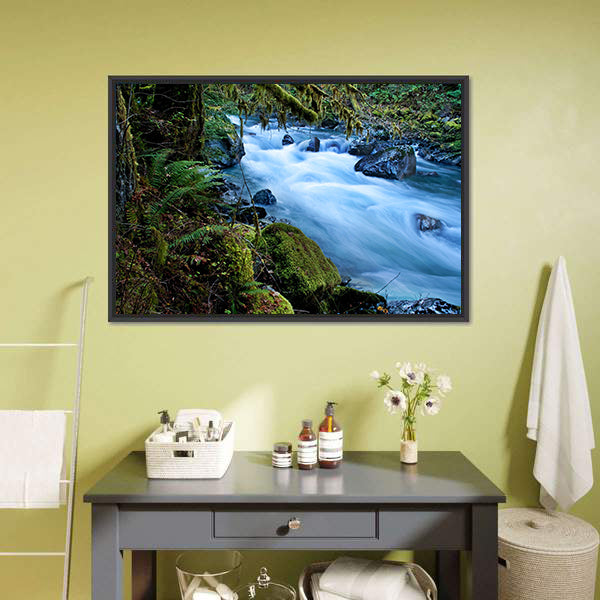 Forest With A River Canvas Wall Art-5 Horizontal-Gallery Wrap-22" x 12"-Tiaracle