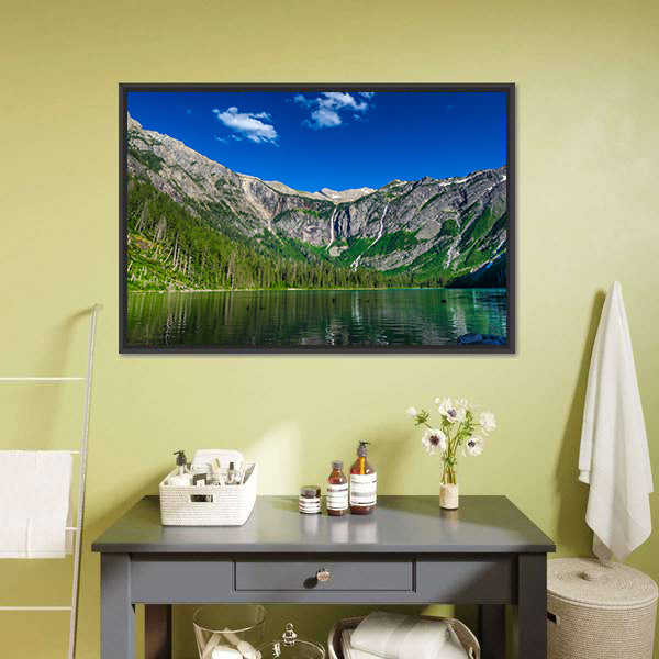 Lake With Forest & Mountains Canvas Wall Art-3 Horizontal-Gallery Wrap-25" x 16"-Tiaracle