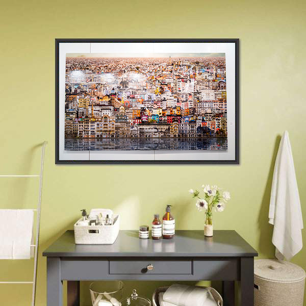 Istanbul Skyline with Water Reflection Canvas Wall Art