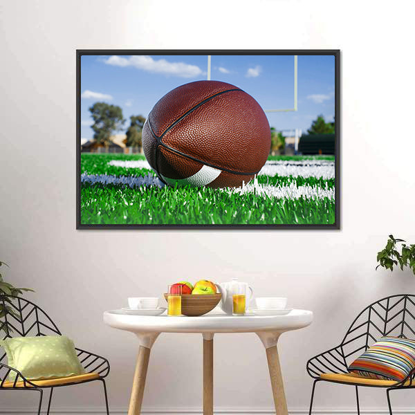 American Football On Find With Goal Posts Canvas Wall Art-5 Horizontal-Gallery Wrap-22" x 12"-Tiaracle