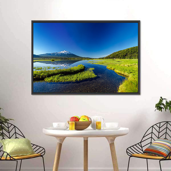 Mount Bachelor From Lake Canvas Wall Art-5 Horizontal-Gallery Wrap-22" x 12"-Tiaracle