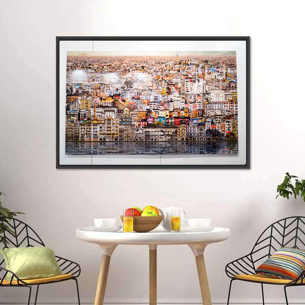 Istanbul Skyline with Water Reflection Canvas Wall Art