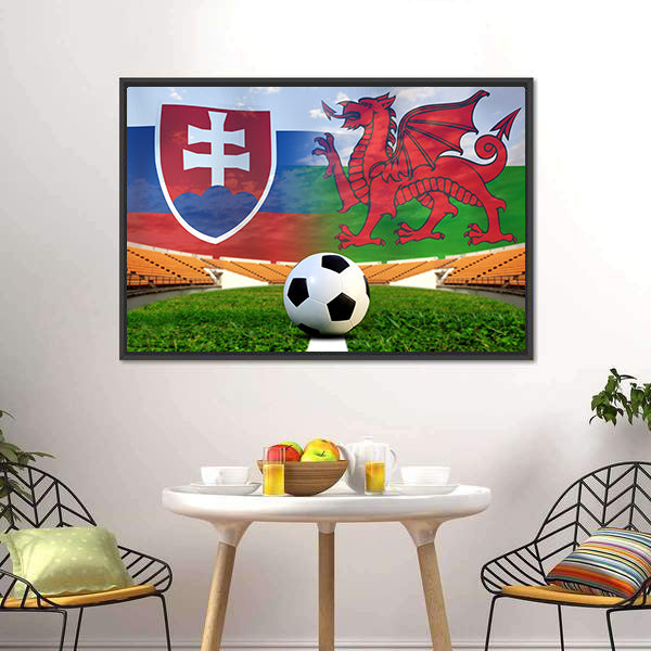 Football Slovakia And Welsh Canvas Wall Art-5 Horizontal-Gallery Wrap-22" x 12"-Tiaracle