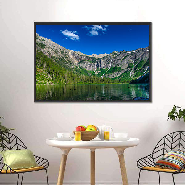 Lake With Forest & Mountains Canvas Wall Art-3 Horizontal-Gallery Wrap-25" x 16"-Tiaracle