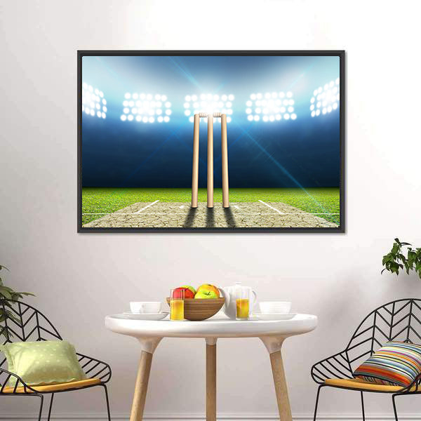 Cricket Stadium With Cricket Pitch Canvas Wall Art-5 Horizontal-Gallery Wrap-22" x 12"-Tiaracle