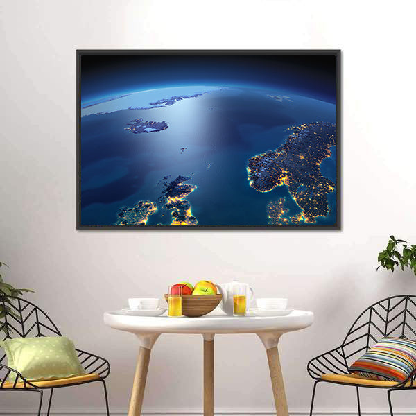 Earth at Night from Space Canvas Wall Art