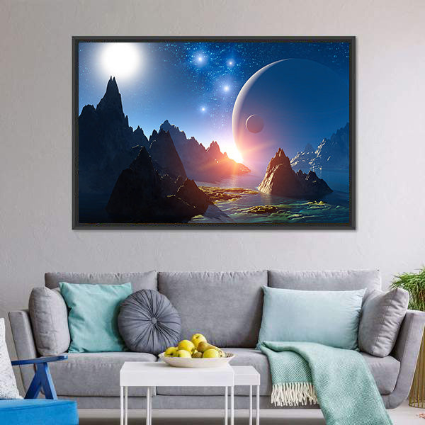 3D Fantasy Landscape Canvas Wall Art-3 Horizontal-Gallery Wrap-25" x 16"-Tiaracle