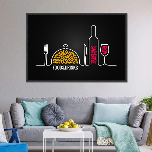 Food & Drinks Menu Line Canvas Wall Art