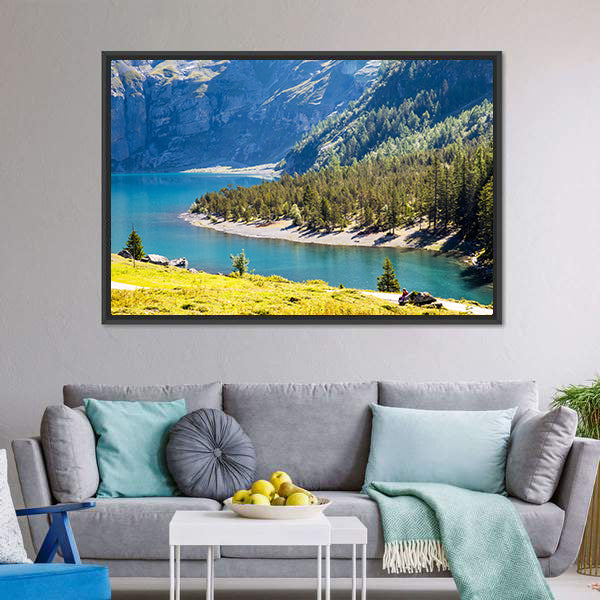 Oeschinen Lake Canvas Wall Art-5 Horizontal-Gallery Wrap-22" x 12"-Tiaracle