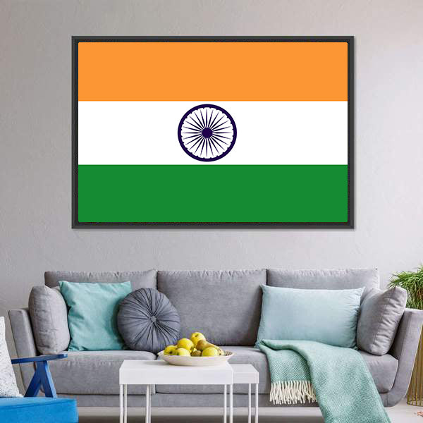 Flag Of India Canvas Wall Art-5 Horizontal-Gallery Wrap-22" x 12"-Tiaracle