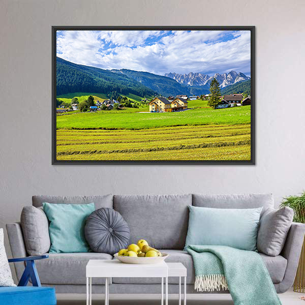 Austrian Village & Meadows Canvas Wall Art-3 Horizontal-Gallery Wrap-25" x 16"-Tiaracle