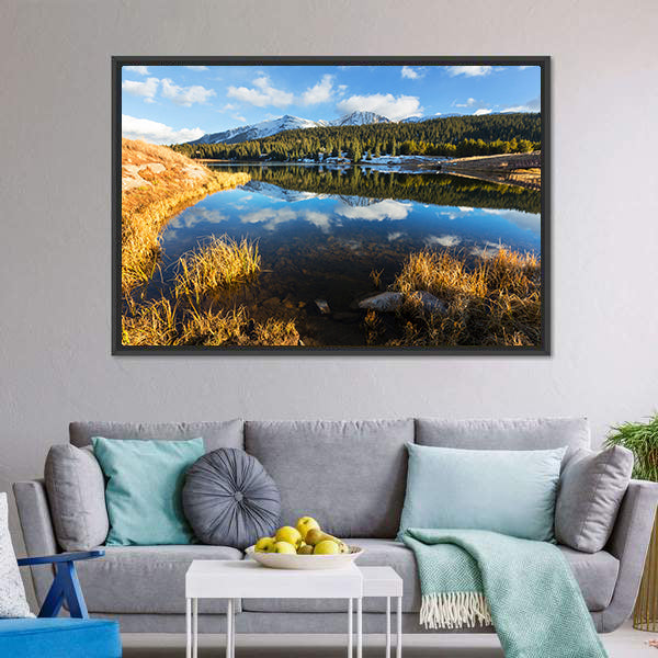 Colorado Rocky Mountain Lake Reflection Canvas Wall Art