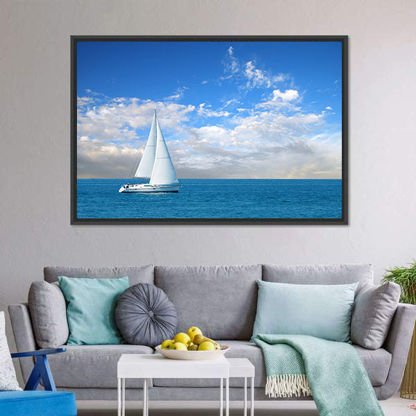 Modern Sail Boat Canvas Wall Art-5 Horizontal-Gallery Wrap-22" x 12"-Tiaracle
