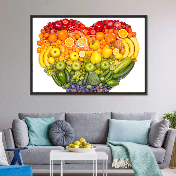 Heart Of Fruits And Vegetables Canvas Wall Art-5 Horizontal-Gallery Wrap-22" x 12"-Tiaracle
