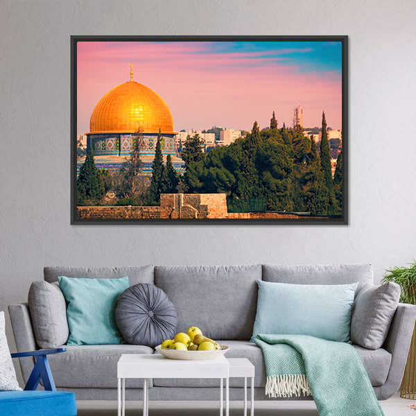 Dome Of Jerusalem Canvas Wall Art-5 Horizontal-Gallery Wrap-22" x 12"-Tiaracle