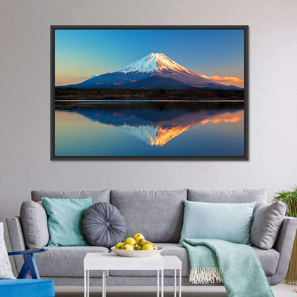 Mount Fuji & Lake Shoji Canvas Wall Art-5 Horizontal-Gallery Wrap-22" x 12"-Tiaracle