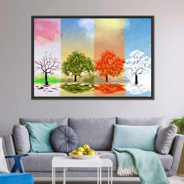 Four Seasons Geometric Landscape Canvas Wall Art