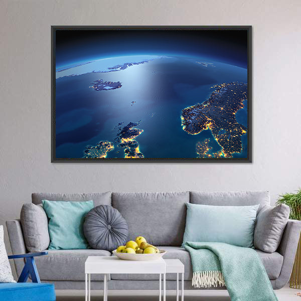 Earth at Night from Space Canvas Wall Art