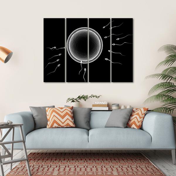 Sperm And Human Egg Canvas Wall Art-4 Horizontal-Gallery Wrap-34" x 24"-Tiaracle