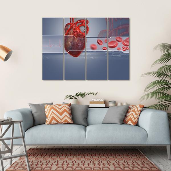 Human Heart Canvas Wall Art-4 Horizontal-Gallery Wrap-34" x 24"-Tiaracle