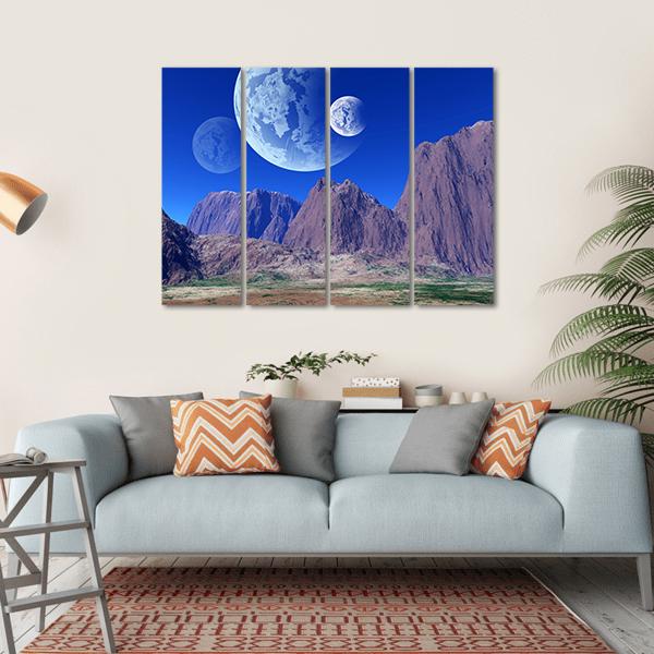Colorful Fantasy Landscape Canvas Wall Art-4 Horizontal-Gallery Wrap-34" x 24"-Tiaracle