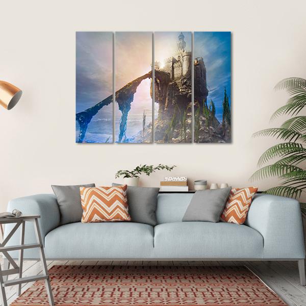 Old Castle On Hill Canvas Wall Art-4 Horizontal-Gallery Wrap-34" x 24"-Tiaracle