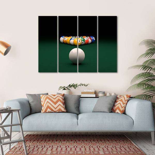 Balls On Billiards Green Table Canvas Wall Art-4 Horizontal-Gallery Wrap-34" x 24"-Tiaracle