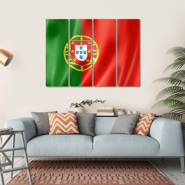 Portugal Flag Canvas Wall Art-4 Horizontal-Gallery Wrap-34" x 24"-Tiaracle
