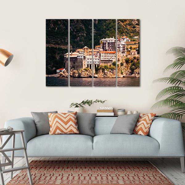 Monastery Agia Grigoriou Canvas Wall Art-4 Horizontal-Gallery Wrap-34" x 24"-Tiaracle