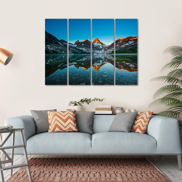 Reflection Of Mount Assiniboine Canvas Wall Art-4 Horizontal-Gallery Wrap-34" x 24"-Tiaracle