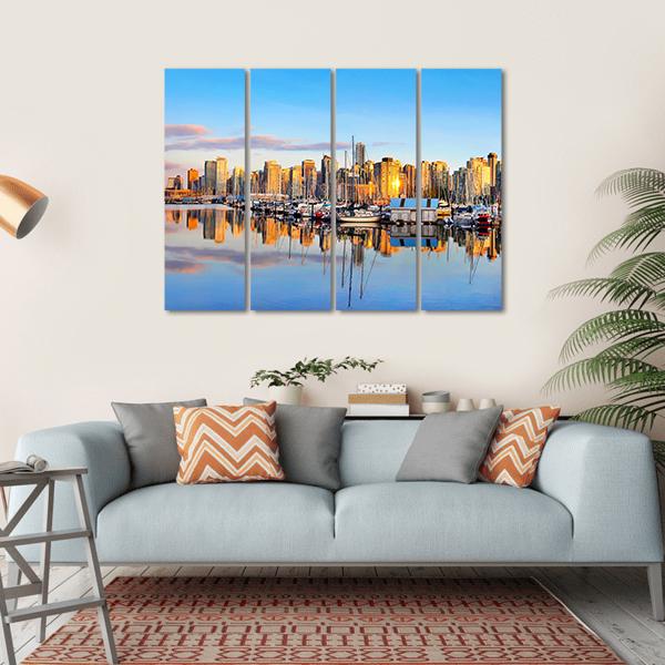 View Of Vancouver Skyline Canvas Wall Art-4 Horizontal-Gallery Wrap-34" x 24"-Tiaracle