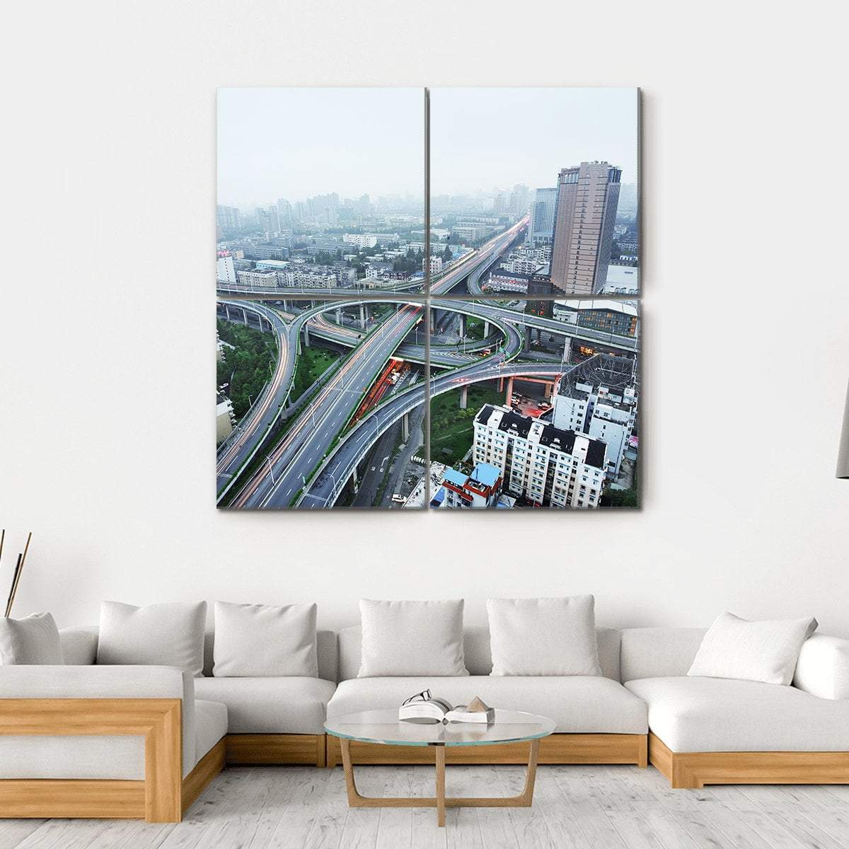 Road Junction At Hangzhou Canvas Wall Art-4 Square-Gallery Wrap-17" x 17"-Tiaracle