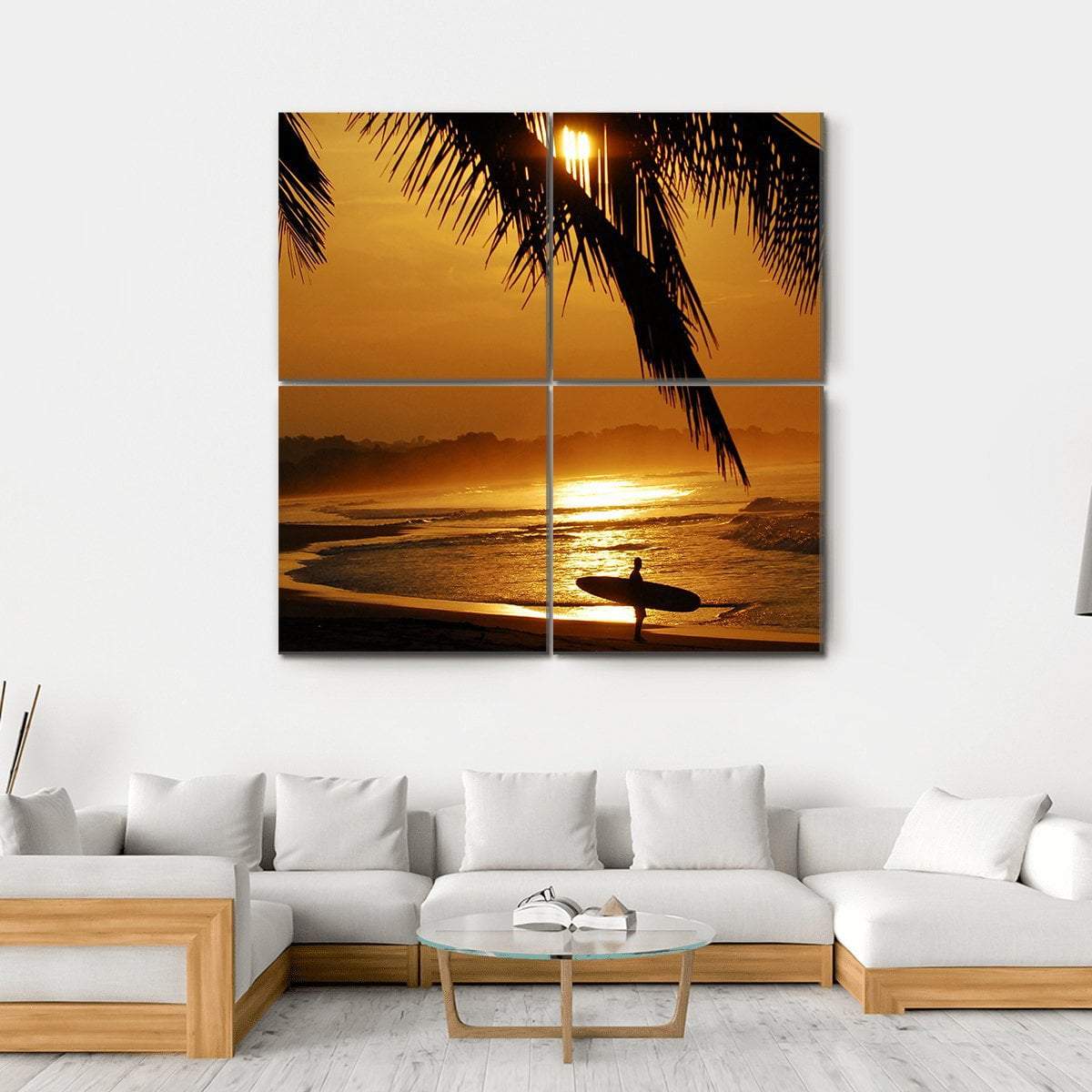 Surfer In Costa Rica Canvas Wall Art-4 Square-Gallery Wrap-17" x 17"-Tiaracle