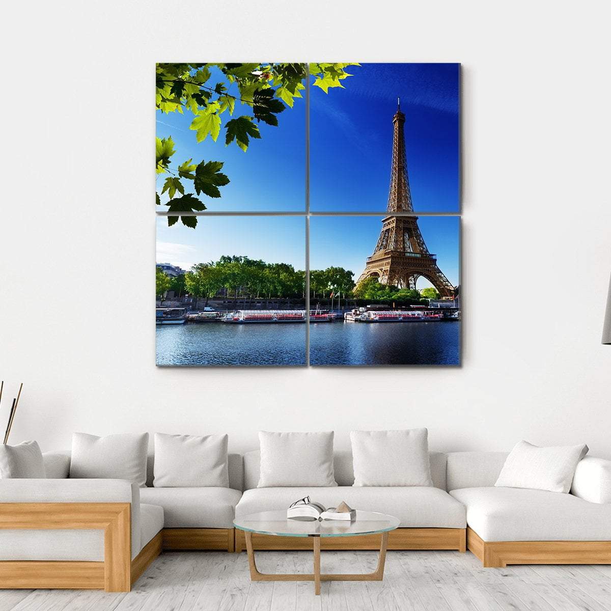 Eiffel Tower In Sunrise Time Canvas Wall Art-4 Square-Gallery Wrap-17" x 17"-Tiaracle