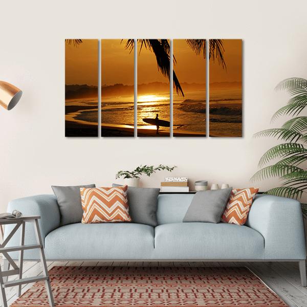 Surfer In Costa Rica Canvas Wall Art-5 Horizontal-Gallery Wrap-22" x 12"-Tiaracle
